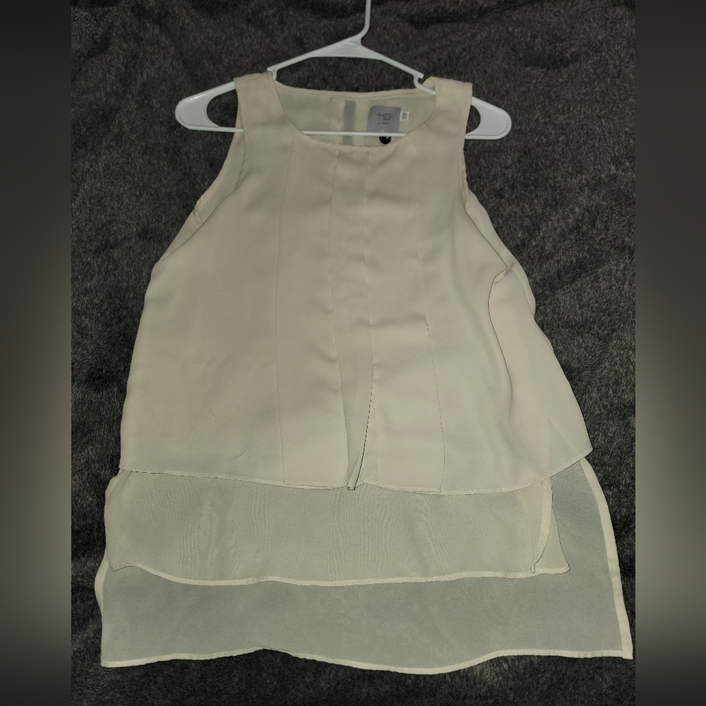 HD In Paris Cream Sleeveless Layered Blouse